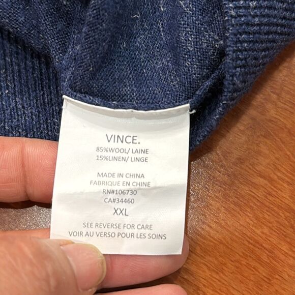 Mens Vince Long Sleeve V-Neck Wool Linen Heather Lightweight Sweater size XXL - Picture 6 of 8